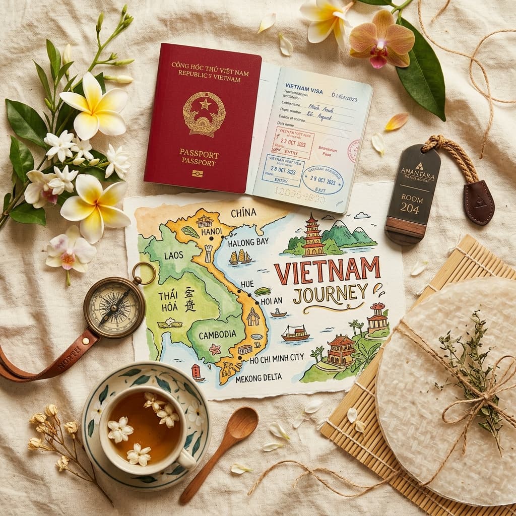 Vietnam travel essentials: passport, map and visa
